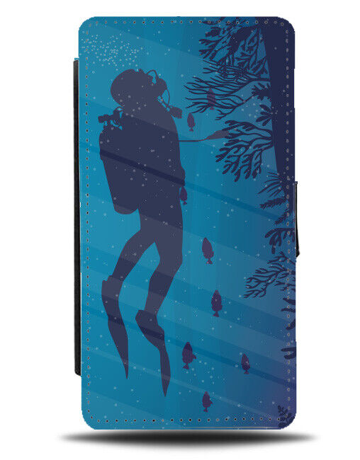Underwater Scubadiving Shadow Silhouette Flip Wallet Case Outline Shape J248