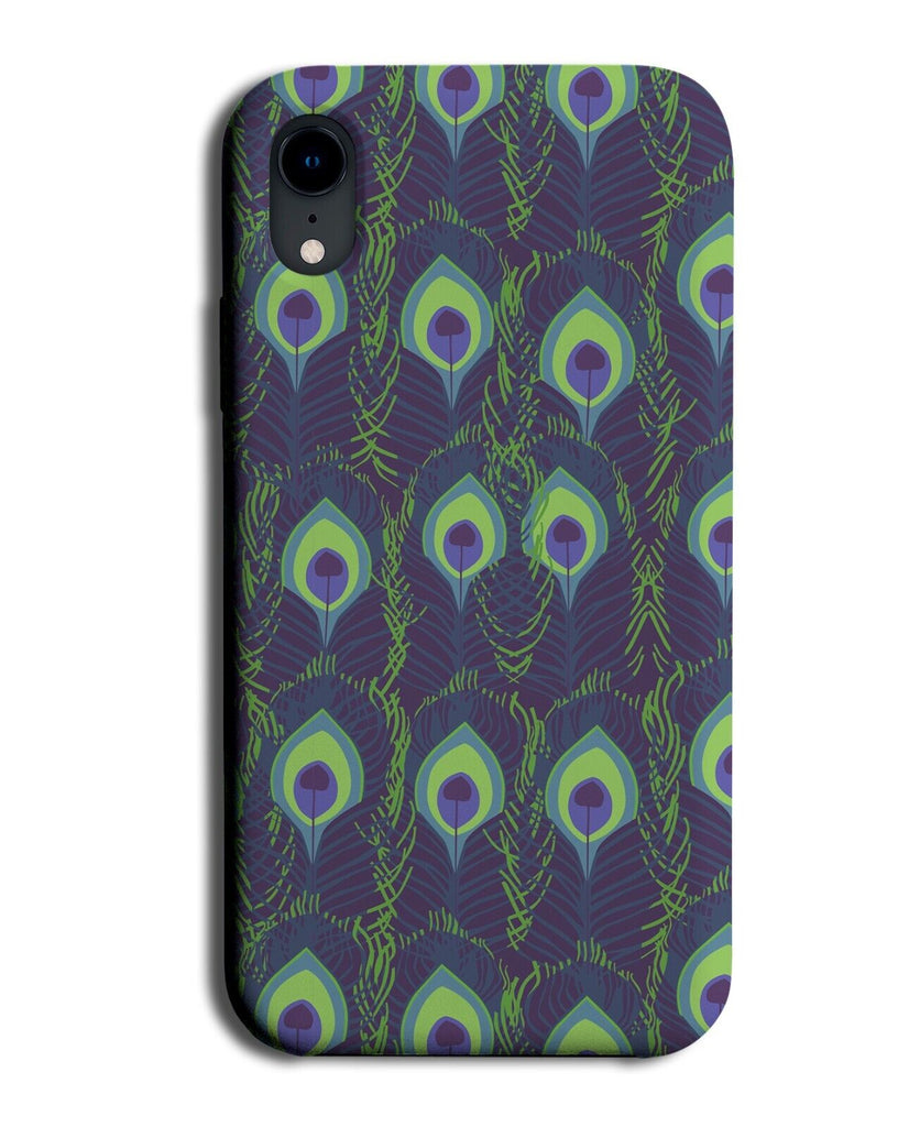 Peacock Feathers Design Phone Case Cover Pattern Feather Colours Green Look BY08