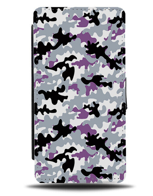 Girls Grunge Camo Print Flip Wallet Case Colours Grey Purple Black Girl Emo AA58