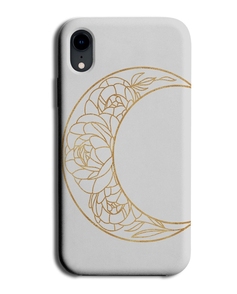 White and Gold Half Moon Stencilling Phone Case Cover Stencil Stencils P332D