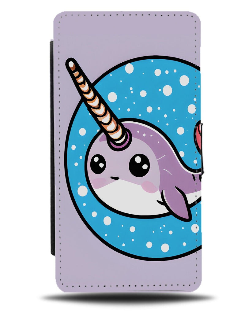 Cartoon Narwal Flip Wallet Case Narwhal Narwhal Narwals Anime Style Eyes DB28