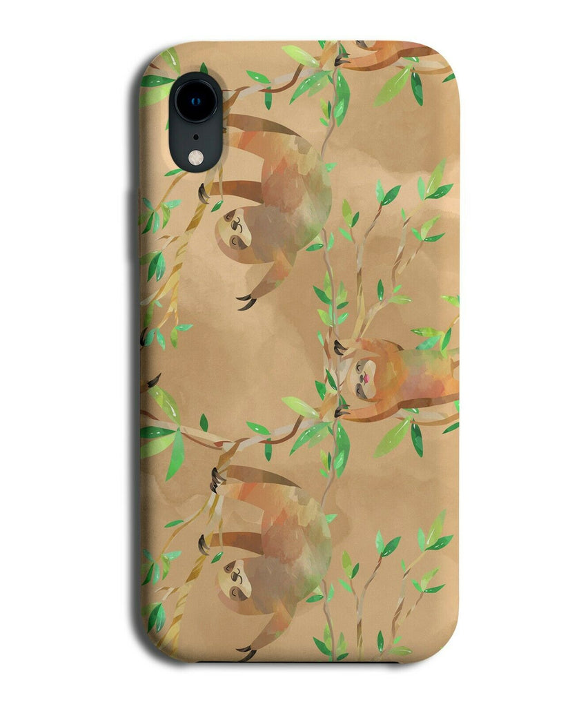 Light Brown Sloth Phone Case Cover Sloths Sand Sandy Design Pattern Leaf G134