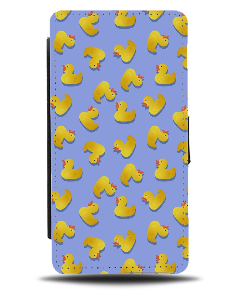 Classic Retro Rubber Duck Pattern Flip Wallet Case Ducks Yellow Blue Bath CM86