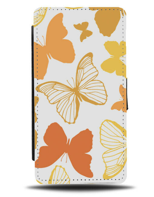 Dark and Light Orange Butterfly Wings Flip Wallet Case Silhouette E932