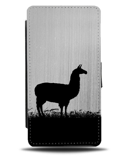 Llama Flip Cover Wallet Phone Case Llama Alpaca Alpacas Silver Coloured i153