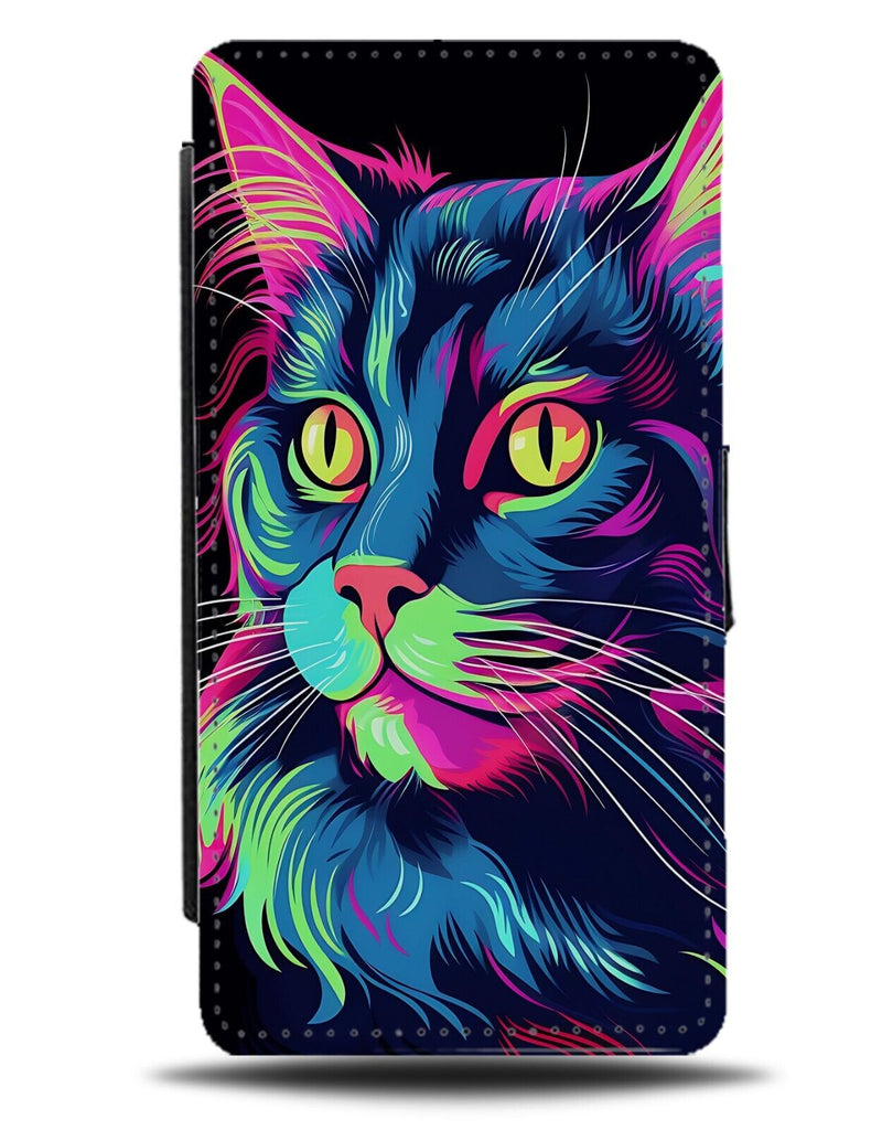 Colourful British Shorthair Flip Wallet Case Cat Cats Face Retro Pop Art DH33