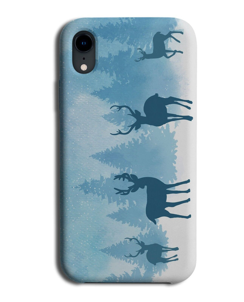 Baby Blue Reindeer Shapes Phone Case Cover Wildlife Christmas Scenery Scene N871