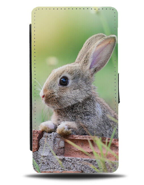 Easter Bunny Photograph Flip Wallet Phone Case Rabbit Ears Nature Grey Gift B424
