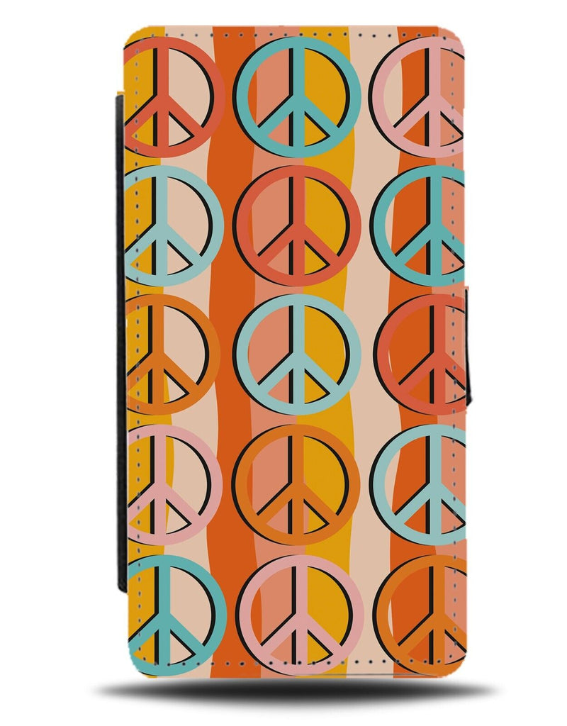 Retro Hippy Peace Signs Flip Wallet Case 60s Symbols Symbol Pattern Colours CF09
