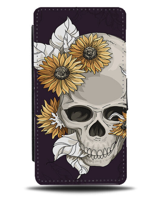 Skeleton Sunflowers Flip Wallet Case Sunflower Sun Flower Skulls Goth N455