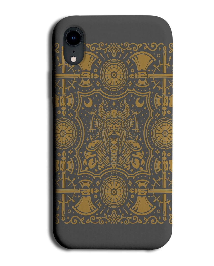 Grey and Gold Vikings Design Phone Case Cover Viking Nordic Pattern Style CT37