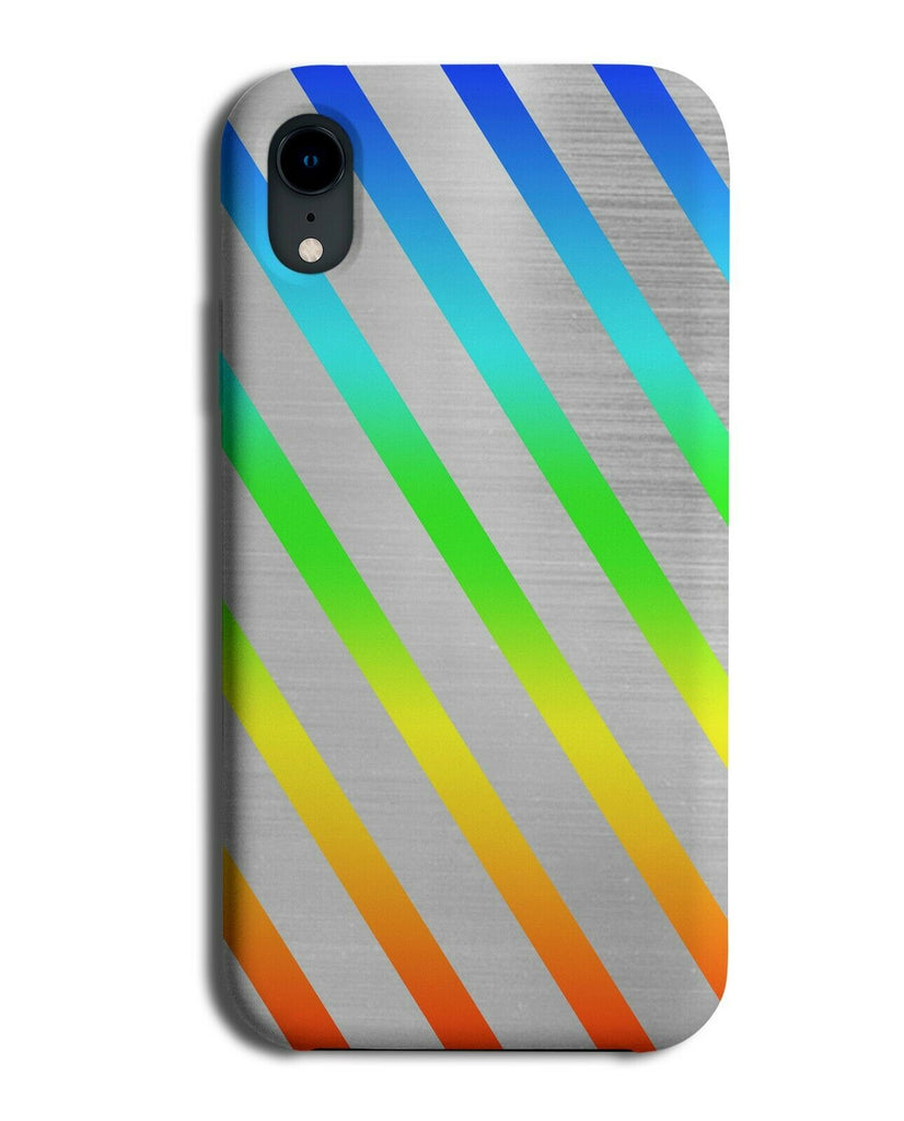 Silver & Multicoloured Striped Phone Case Cover Stripey Pattern Kids Grey i830