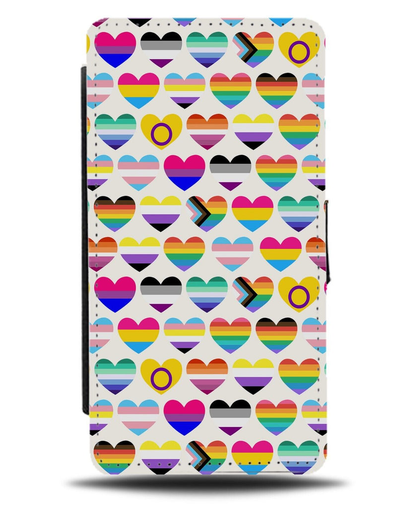 LGBTQ Pattern Flip Wallet Case Love Hearts Loveheart Pride Flag Flags LGBT AJ38