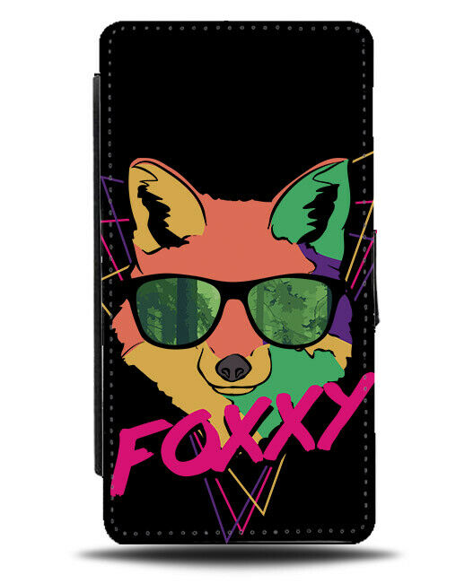 DJ Foxxy Flip Wallet Phone Case Fox Funny Colourful 80s Foxes In Sunglasses E121