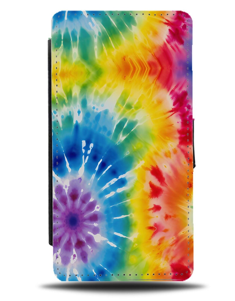 Brightly Multicoloured Tie Dye Patterning Flip Wallet Case Pattern Shapes CL30