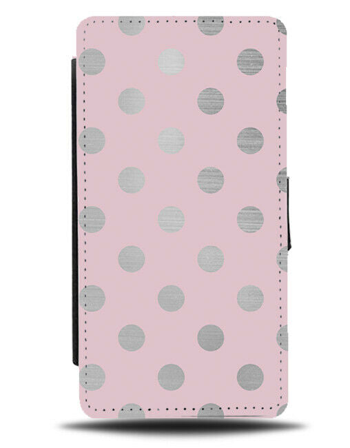 Baby Pink With Silver Flip Cover Wallet Phone Case Colour Polka Dot Dots i525