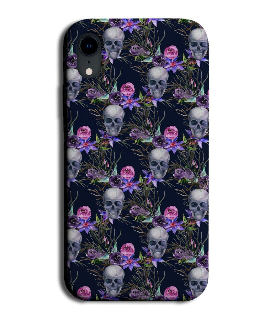 Grunge Skulls Pattern Phone Case Cover Skull Flower Floral Goth Purple AT08