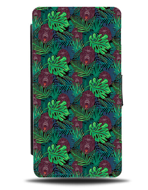 Male Gorilla Heads Flip Wallet Case Faces Pattern Monkey Head Pattern Apes AB94