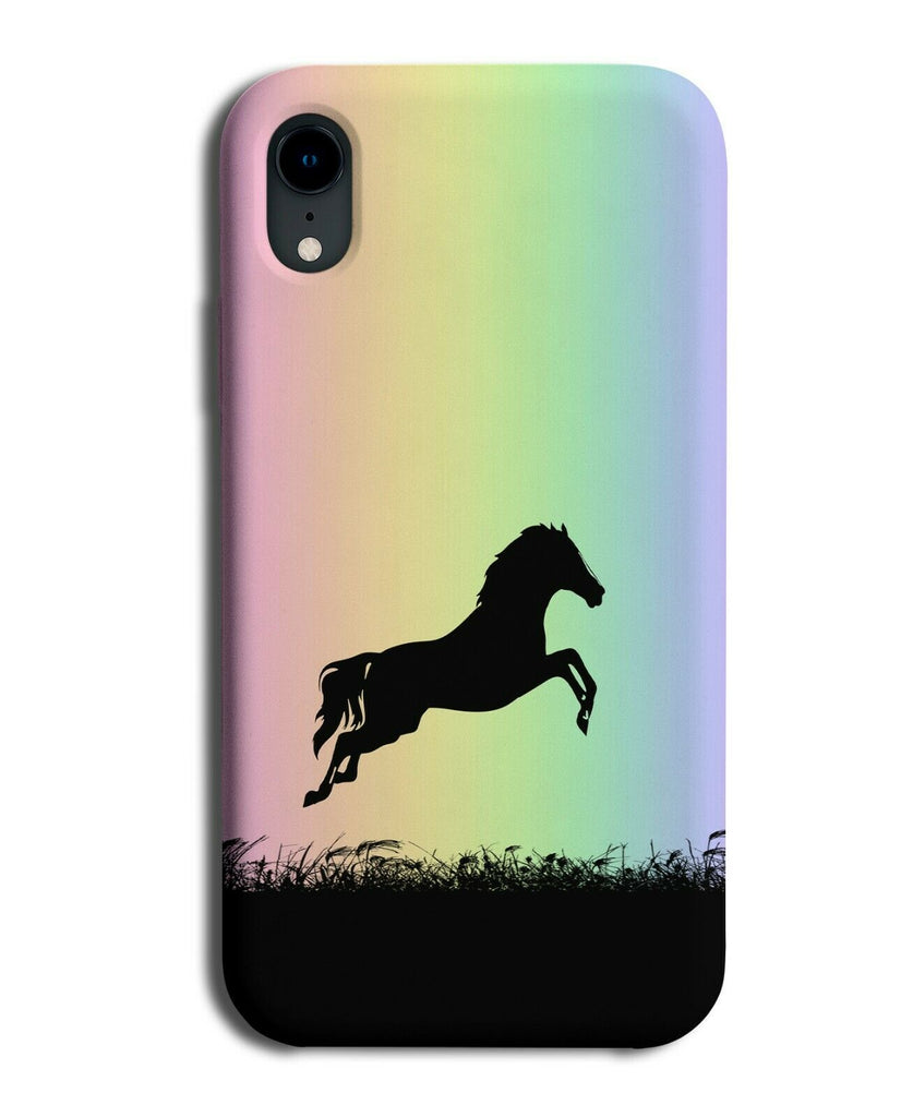 Horse Silhouette Phone Case Cover Horses Pony Rainbow Colourful i087