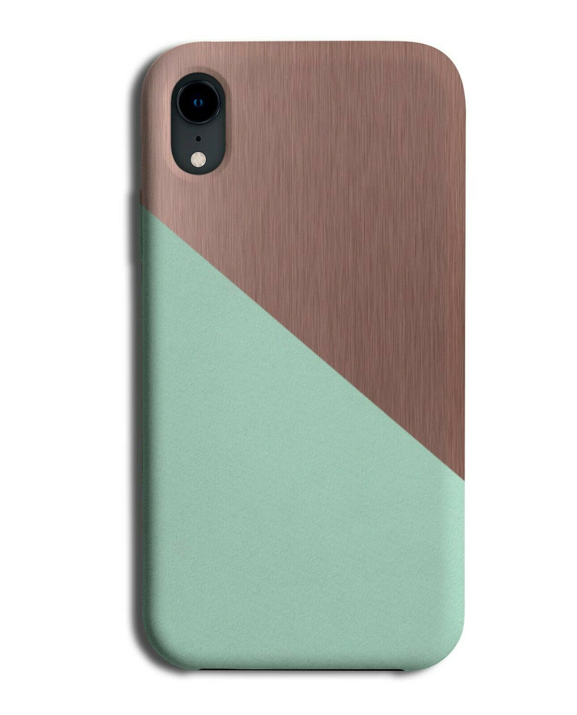 Rose Gold and Mint Green Phone Case Cover Pale Pastel Diagonal Strip i385