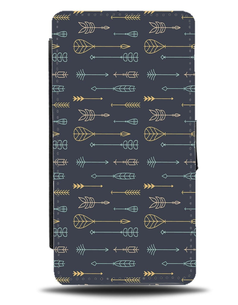 Arrows Pattern Flip Wallet Case Arrow Shapes Spears Crossbow Design Black BB92