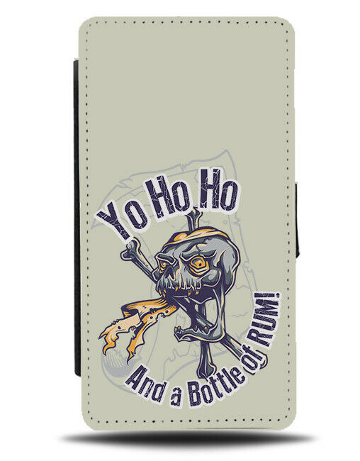 Funny Alcoholic Pirate Skull Flip Wallet Phone Case Skulls Rum Yo Ho Quote E223