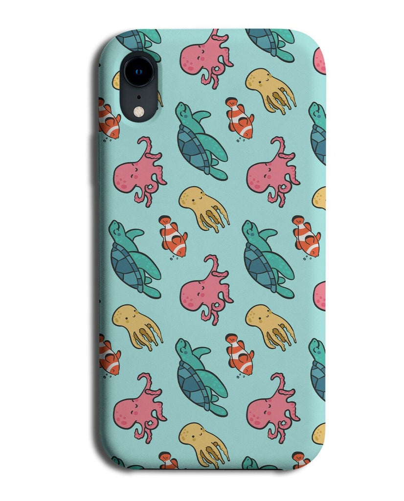 Cartoon Sealife Phone Case Cover Sea Life Marine Ocean Octopus Turtles Kids E696