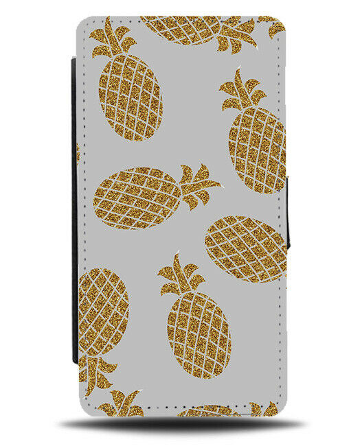 Golden Pineapples Gold Glitter Print Flip Cover Wallet Phone Case Pineapple B833