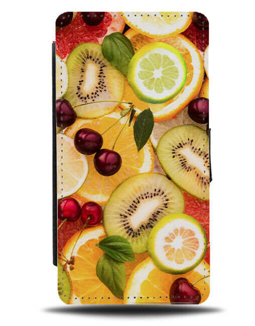 Fruit Wallpaper Flip Wallet Phone Case Retro Colourful Fruit Pattern Photo A287