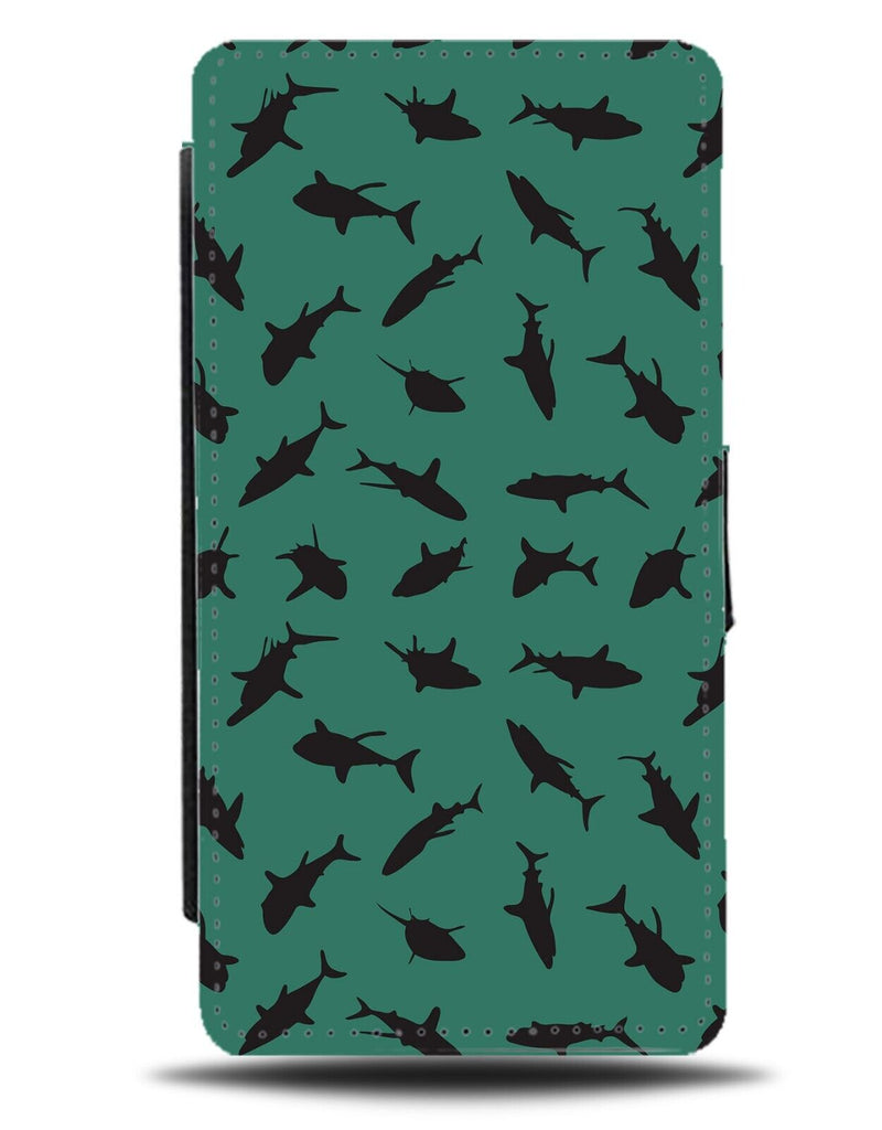 Dark Green Silhouettes Shapes Flip Wallet Case Pattern Silhouette Shape BA77