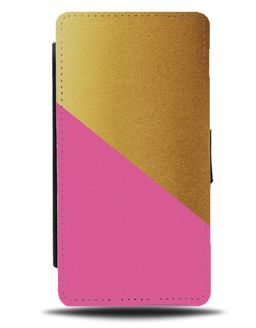 Gold and Hot Pink Flip Cover Wallet Phone Case Golden Coloured Print Girls i443