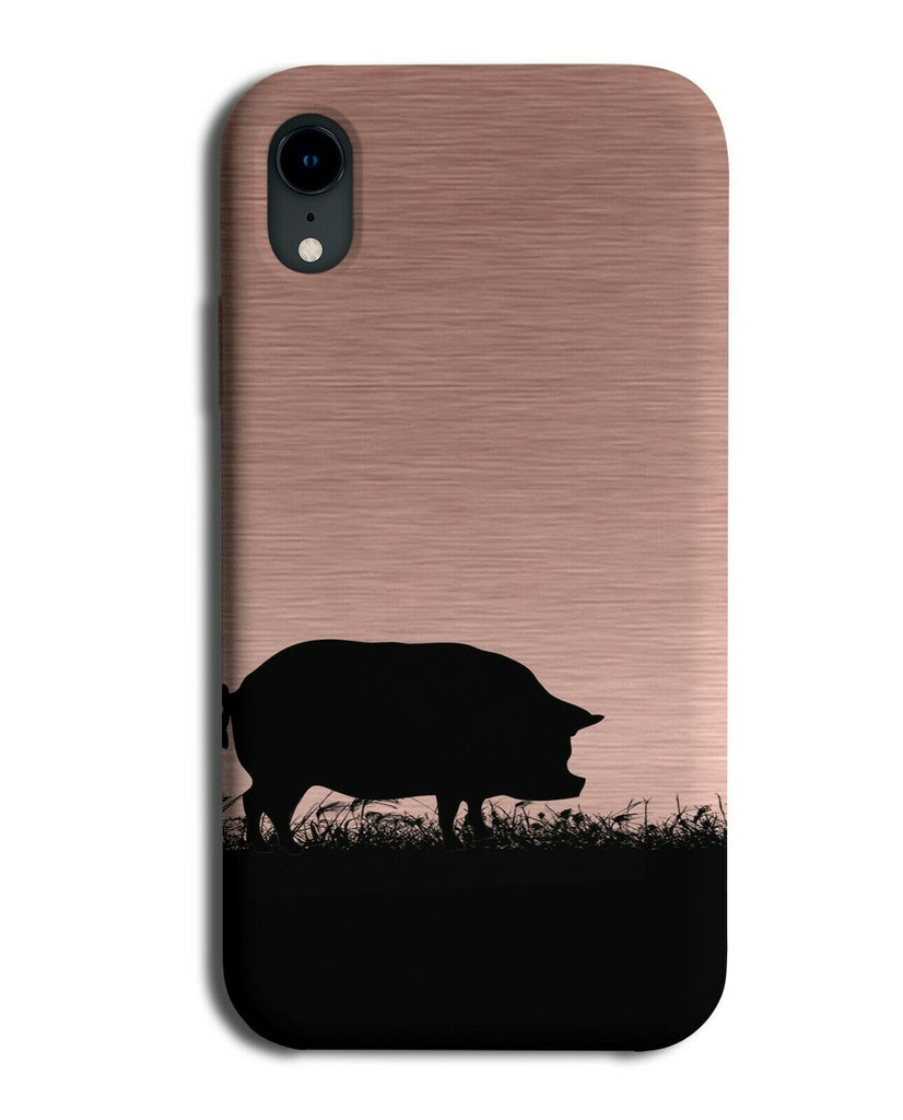 Pig Silhouette Phone Case Cover Pigs Rose Gold Coloured i127