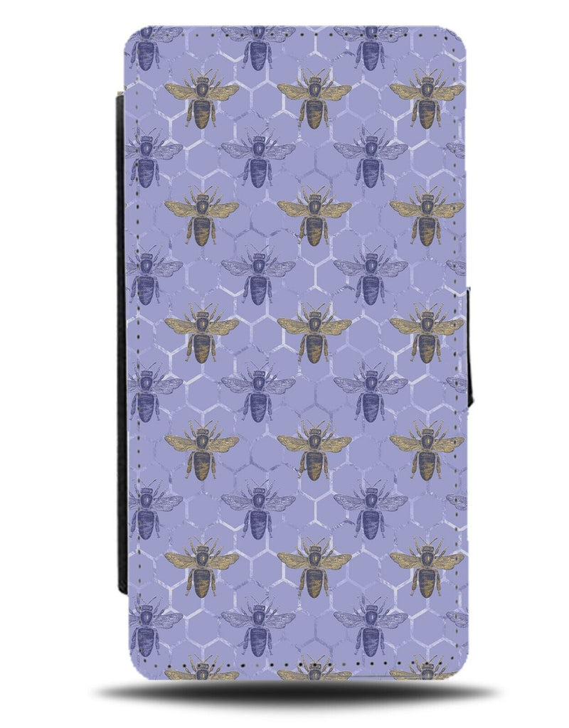 Blue Honeycomb Wasps Flip Wallet Case Wasps Fly Flys Flies Golden Gold Pale AJ33