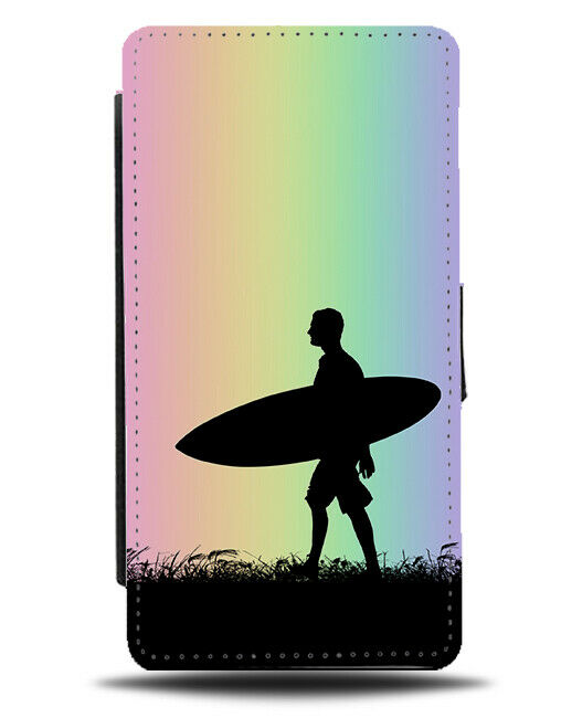 Surfboard Flip Cover Wallet Phone Case Surf Board Surfing Colourful Rainbow i665