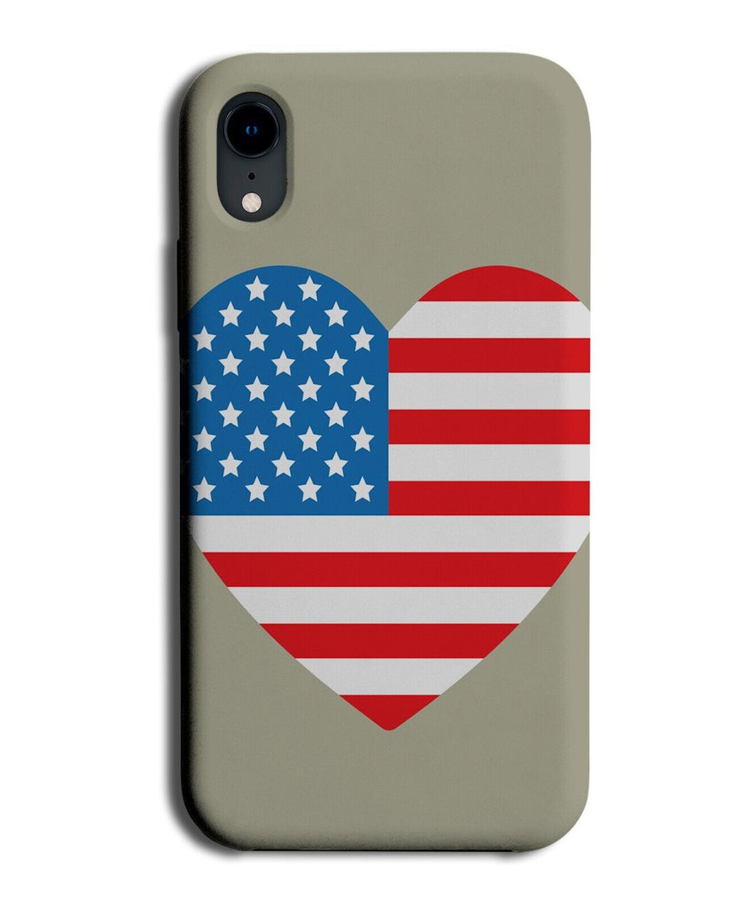American Flag Loveheart Phone Case Cover Love Heart Shape Patriotic USA BC19