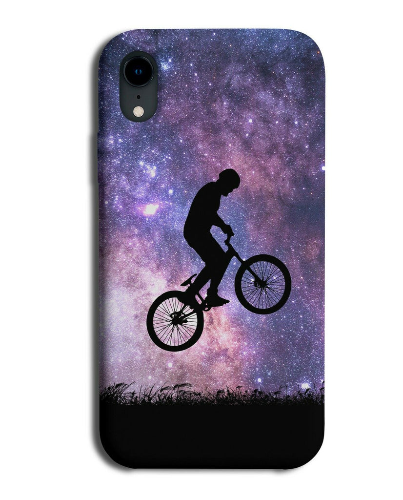 BMX Silhouette Phone Case Cover BMXer Bike Wheels Space Stars Night Sky i711