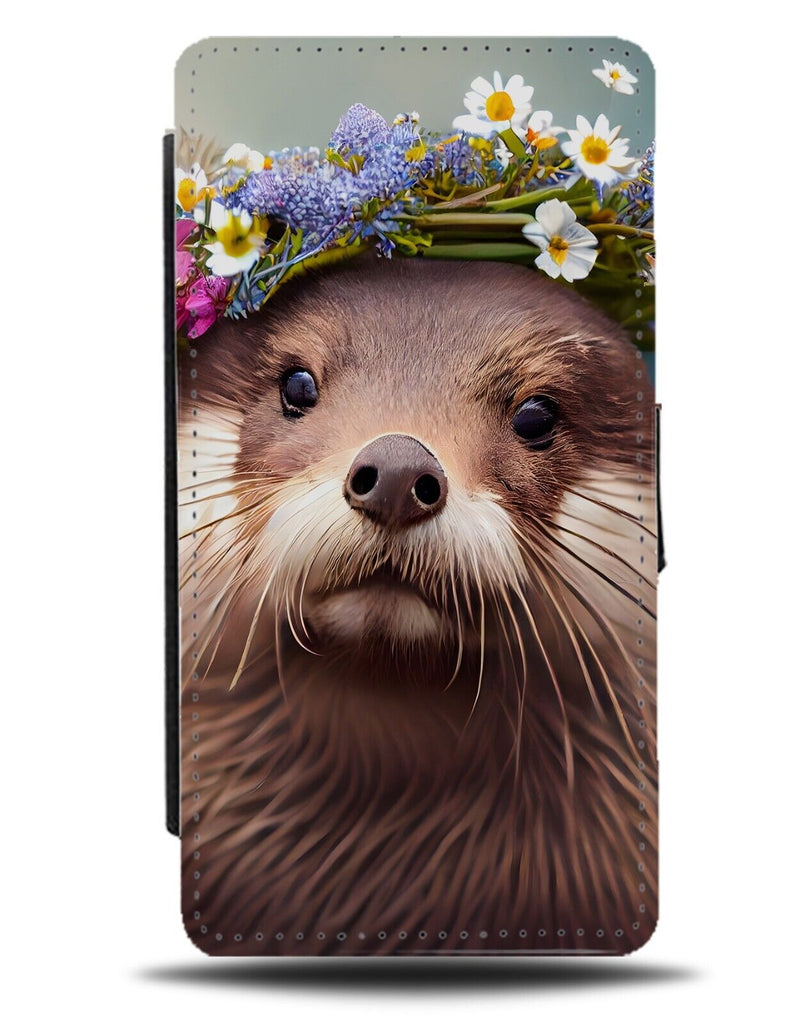Otter In Flower Crown Flip Wallet Case Floral Funny Novelty Sea Otters CG18