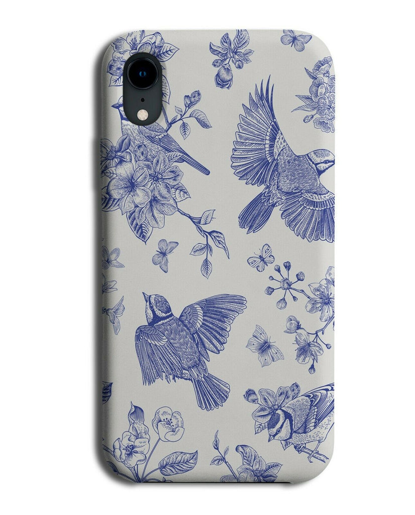 Blue Sketched Sparrow Birds Phone Case Cover Bird Sparrows Drawn Picture G204