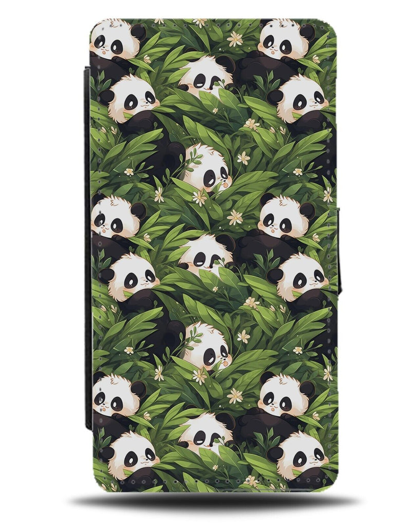 Giant Pandas In Bamboo Leaves Flip Wallet Case Tree Bamboos Panda Bear Leaf CZ42