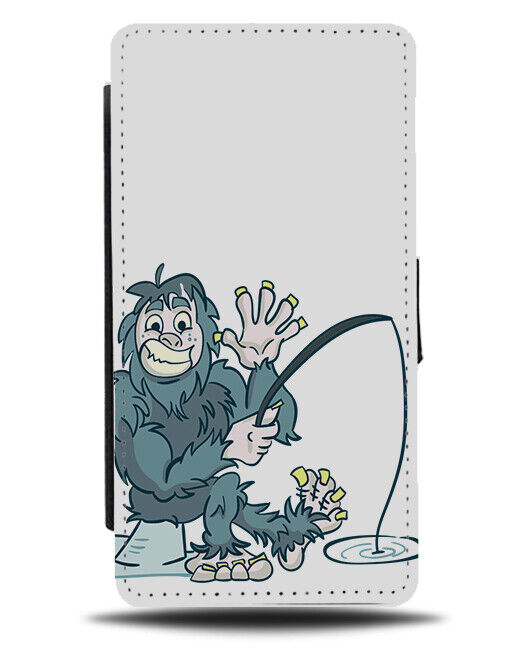 Big Foot Ice Fishing Flip Wallet Case Monster Ape Yeti Fisherman Cartoon J374