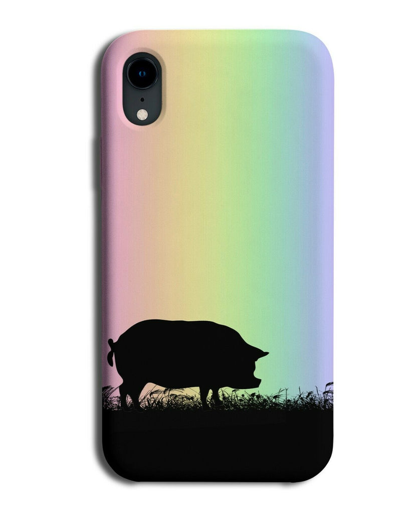 Pig Silhouette Phone Case Cover Pigs Rainbow Colourful Piggy I096