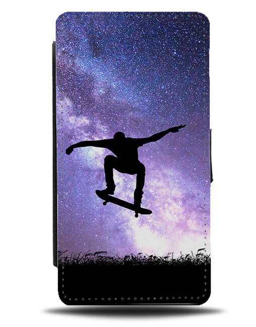 Skateboard Flip Cover Wallet Phone Case Skateboarder Skate Board Moon Star i747