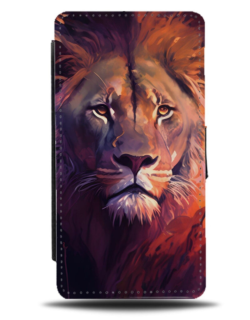 Simplistic Lion Face Painting Flip Wallet Case Lions Head Animal African BF94