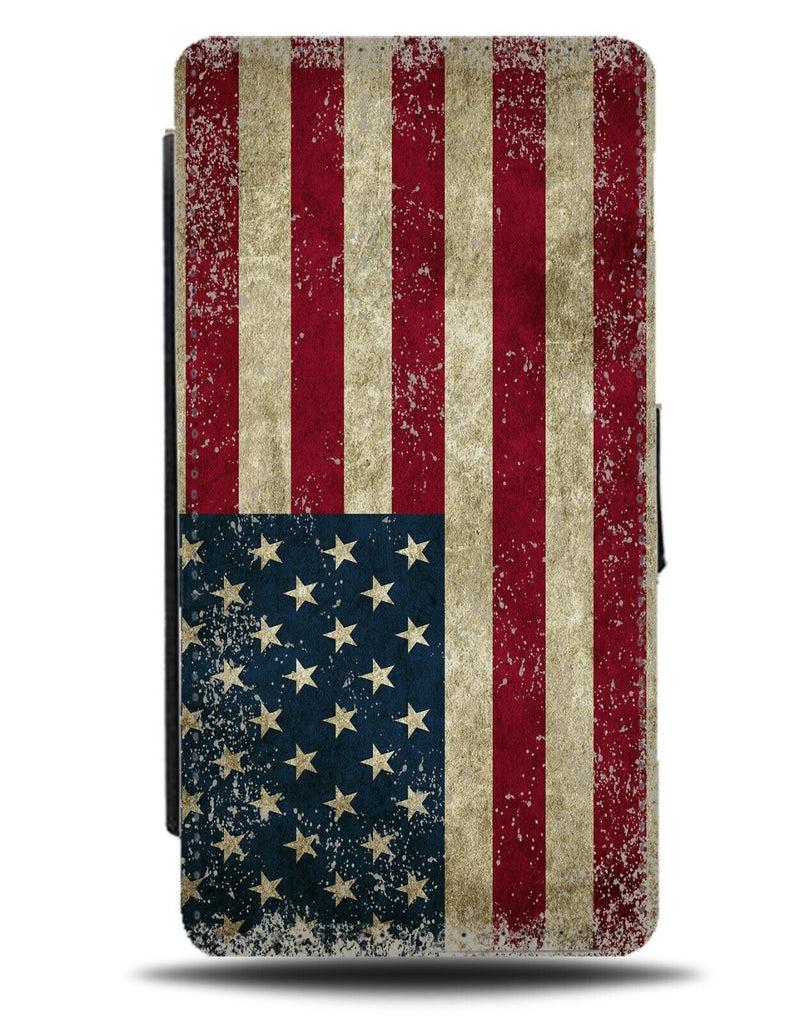 Rustic Vintage Grunge American Flag Flip Wallet Case Stars and Stripes BG17