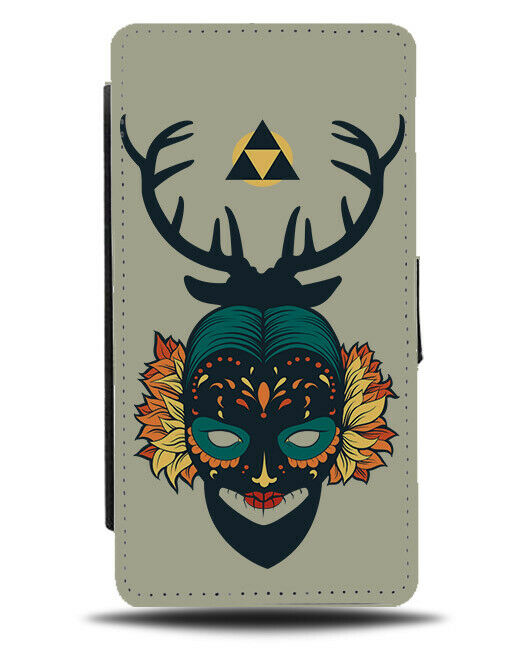 Girl Sugar Skull Devil Flip Wallet Phone Case Horns Reindeer Warning Symbol E489