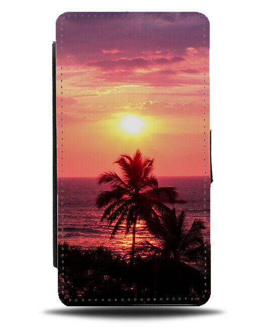 Sunset On The Ocean Flip Wallet Case Stunning Beach View Views Palm Tree H251