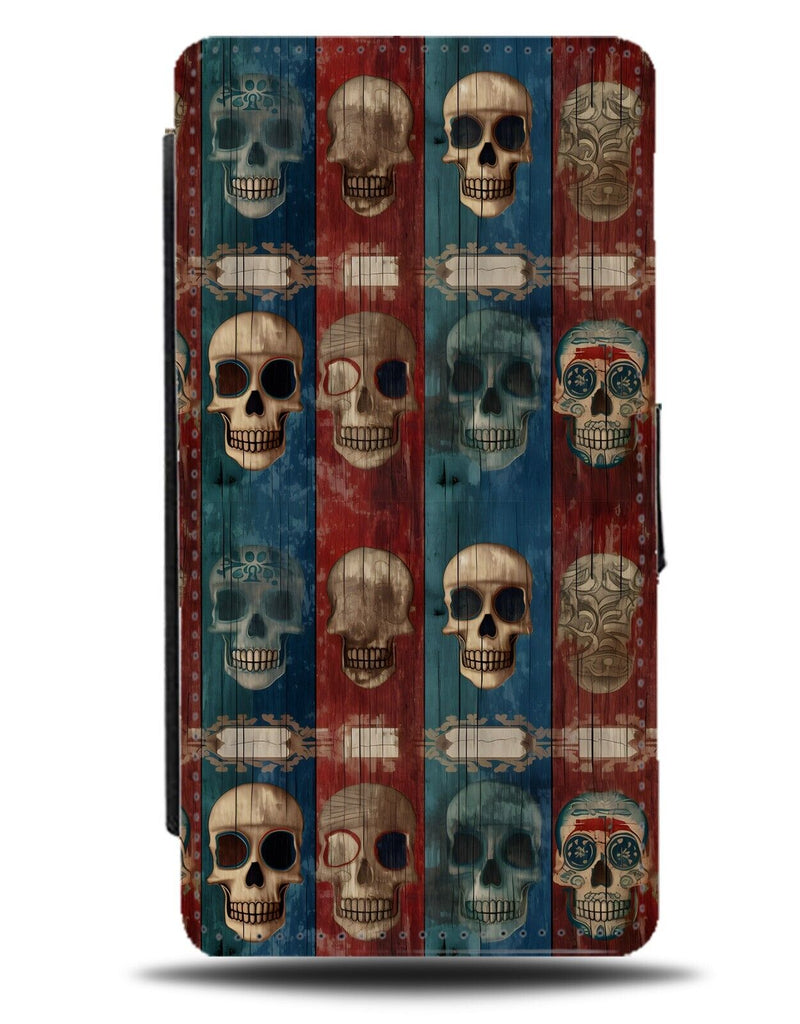Vintage Skulls Book Spines Design Flip Wallet Case Spine Books Shelf Old CV45