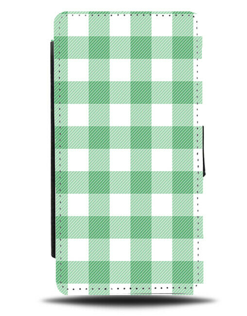 Chequered Green Flannel Design Flip Wallet Case Squares Tartan Gingham E778