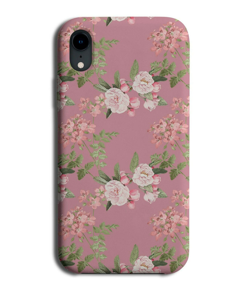 Dark Pink Coloured Floral Phone Case Cover Roses Hawaiian Lei Flowers F045