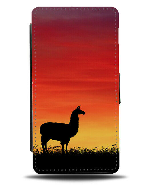 Llama Flip Cover Wallet Phone Case Llama Alpaca Alpacas Sunset Sunrise i246